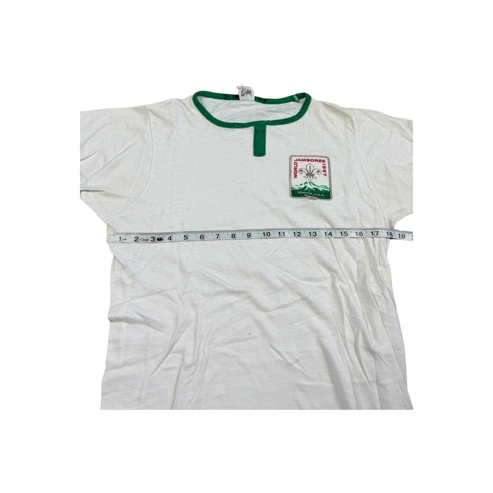 Boy Scouts T-Shirt Mens Small White Good 1967 World Jamboree Ringer GA12 - Picture 6 of 9